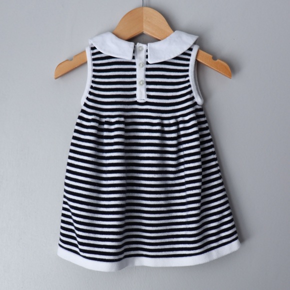 Kissy Kissy Striped Embroidered Nautical Cotton Knit Dress 6/9M - Picture 7 of 9